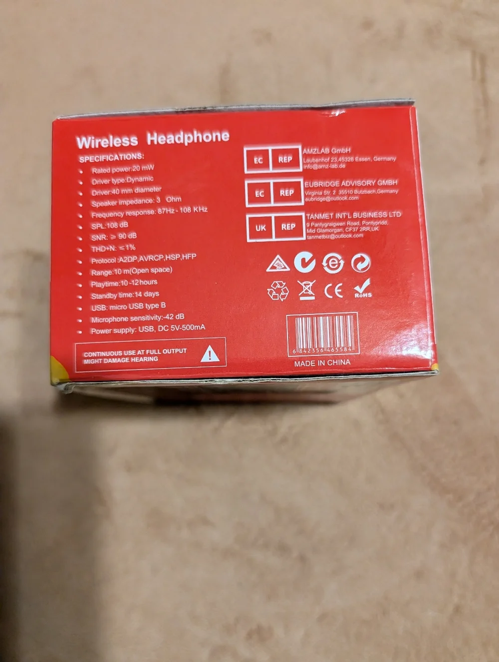 Wireless Foldable Headphones in Red & Black NWOT